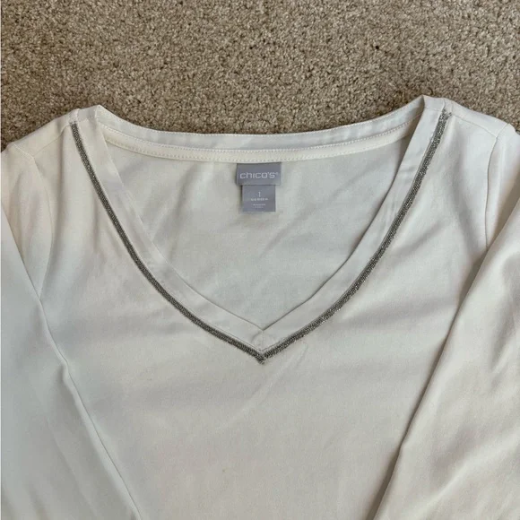 Chicos long sleeve v neck tee. Ivory. Excellent condition, size 1 or med… - Picture 2 of 7